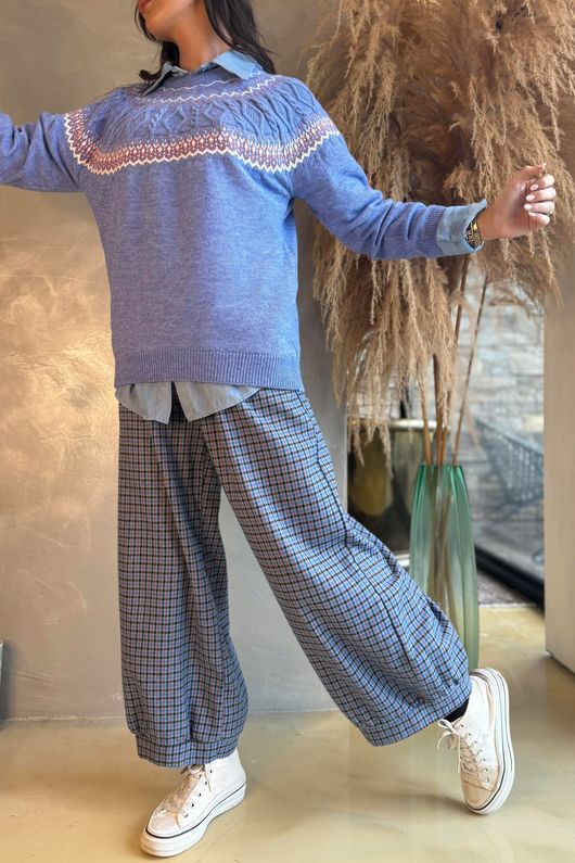 Greta Fair Isle Knit Denim